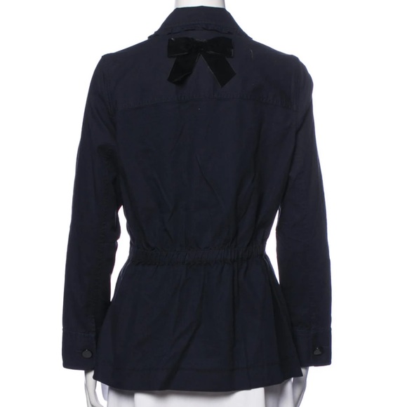 Kate Spade Broome Street Womens Ruffle Military Jacket Small Navy Blue Button - Picture 4 of 5